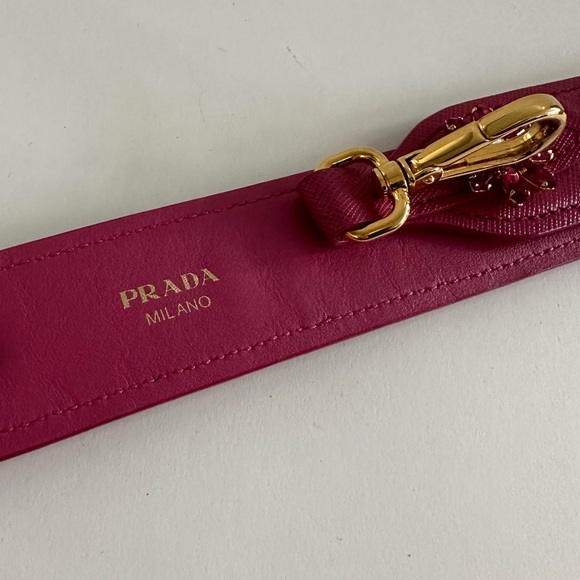 AUTH PRADA Vitello Black & Pink Saffiano Leather Crocodile Double Zip Small Tote - Picture 12 of 15